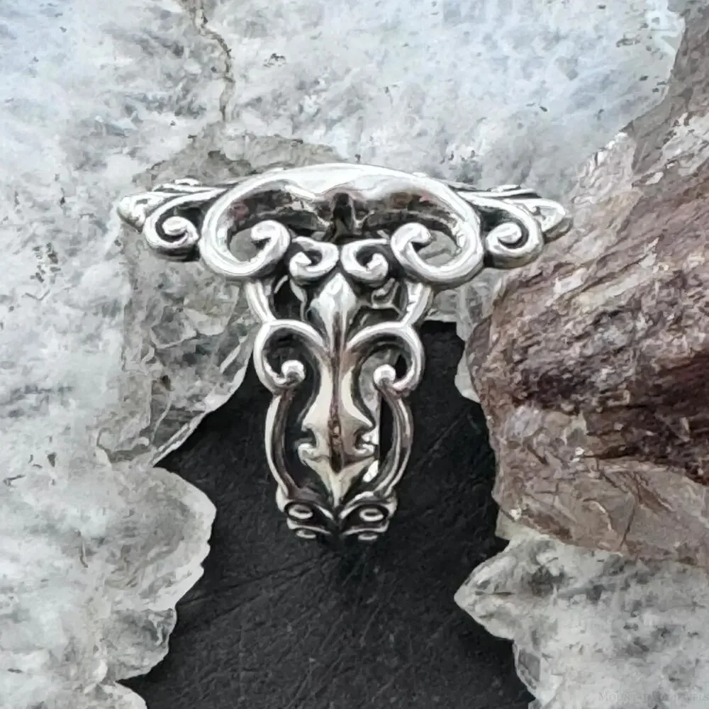 Carolyn Pollack Sterling Silver Gothic Style With Fleur-de-lis Ring For Women